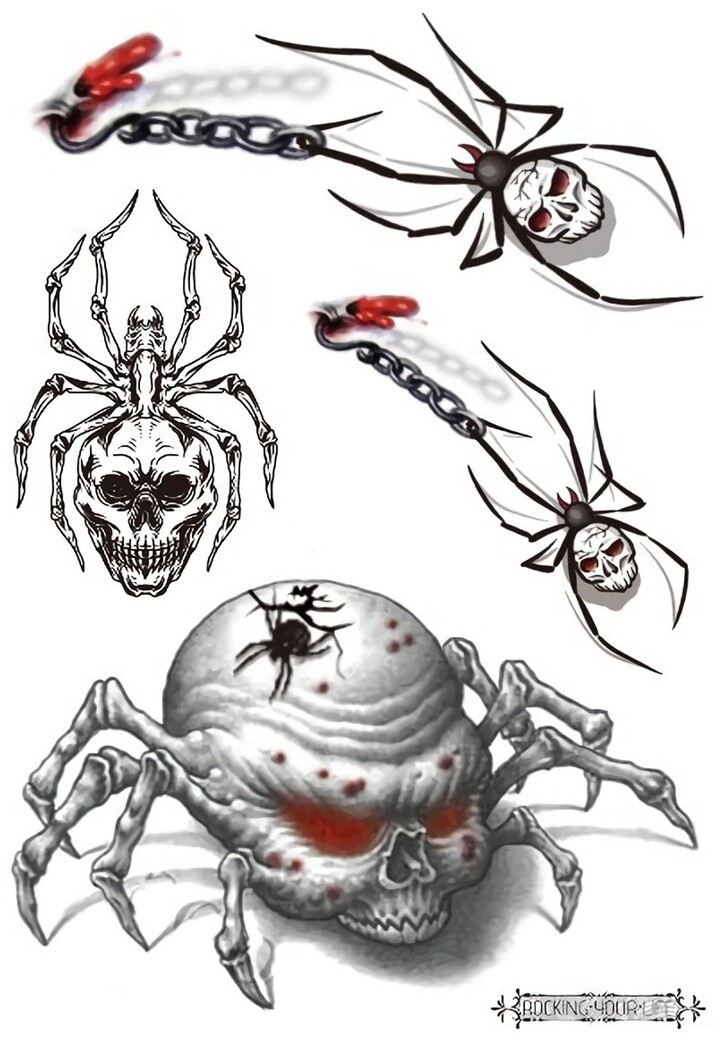 Griezelige Tijdelijke Tattoo van Spinnen