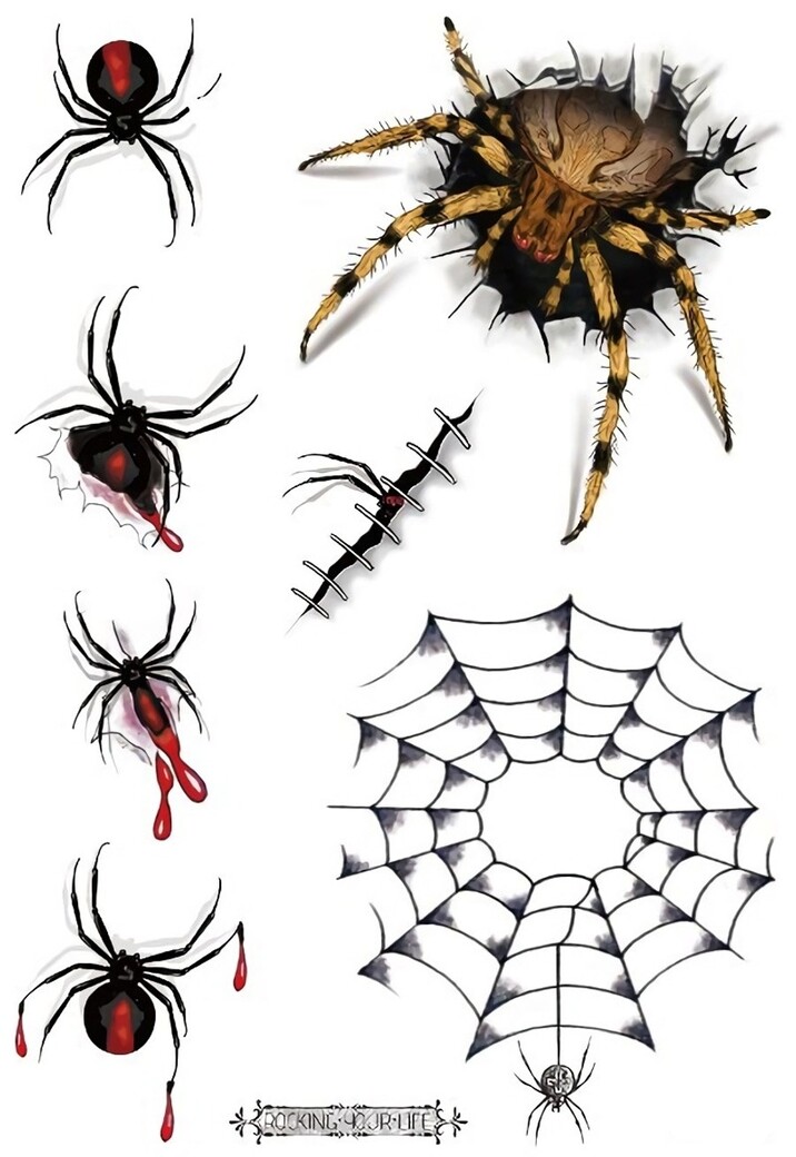 Griezelige Tijdelijke Tattoo van Spinnen