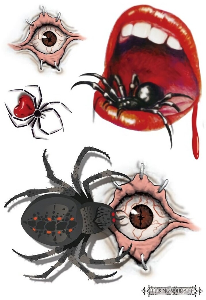 Griezelige Tijdelijke Tattoo van Spinnen