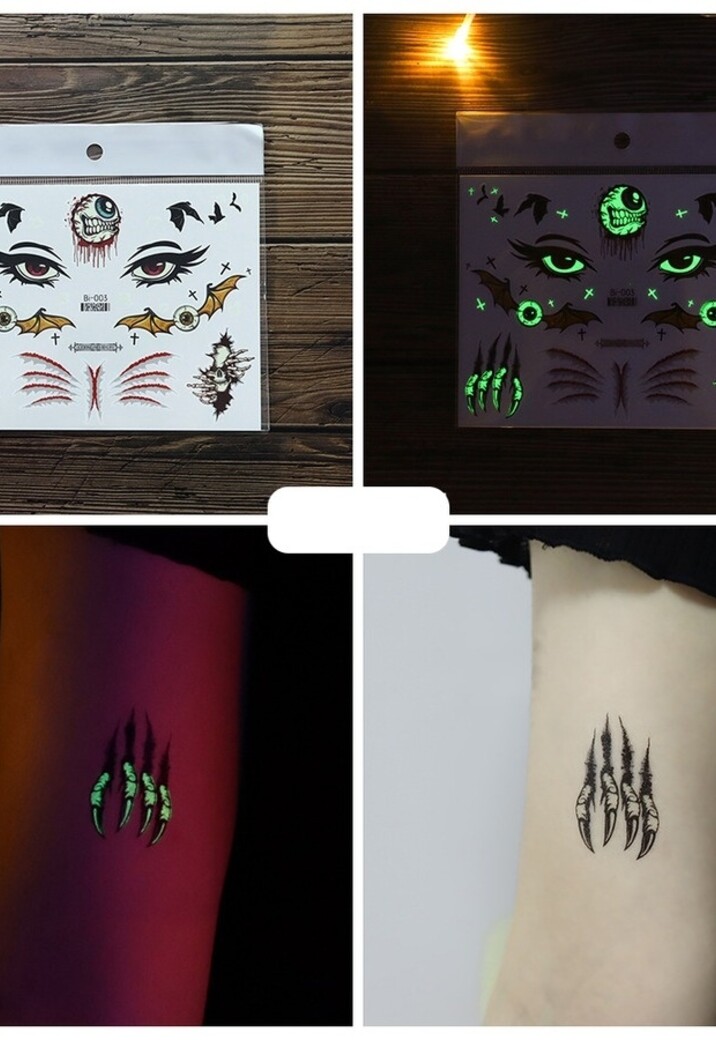 Glow In The Dark Tijdelijke Halloween Tattoo Set