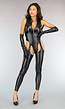 Kinky Zwarte Lederlook Bodystocking