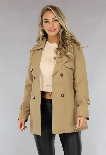 NEW1810 Camel Trenchcoat met Ceintuur