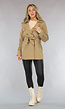 Camel Trenchcoat met Ceintuur en Knoopsluiting