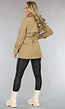 Camel Trenchcoat met Ceintuur en Knoopsluiting