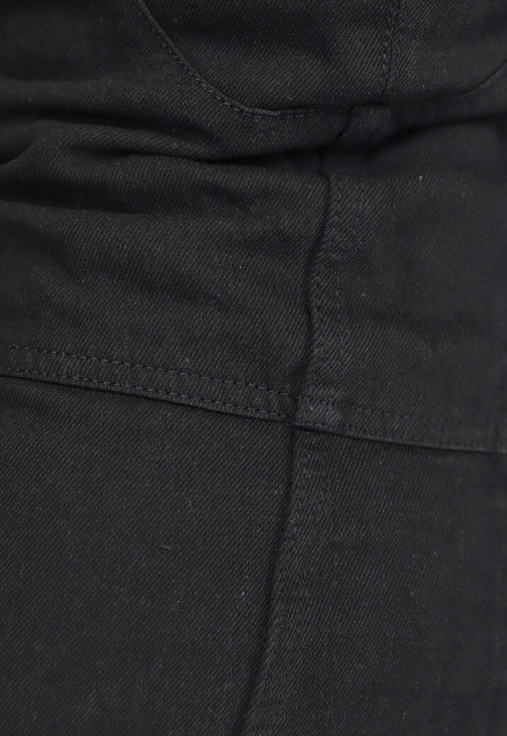 Strapless Denim Jurk met Knoopsluiting Zwart