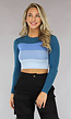 Gestreepte Ribstof Crop Top Blauw
