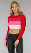 Gestreepte Roze Ribbed Crop Top