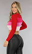 Gestreepte Roze Ribbed Crop Top
