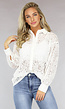 Witte Doorschijnende Blouse met Bloemen