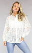 Witte Doorschijnende Blouse met Bloemen