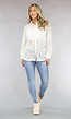 Witte Doorschijnende Blouse met Bloemen