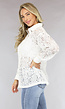 Witte Doorschijnende Blouse met Bloemen