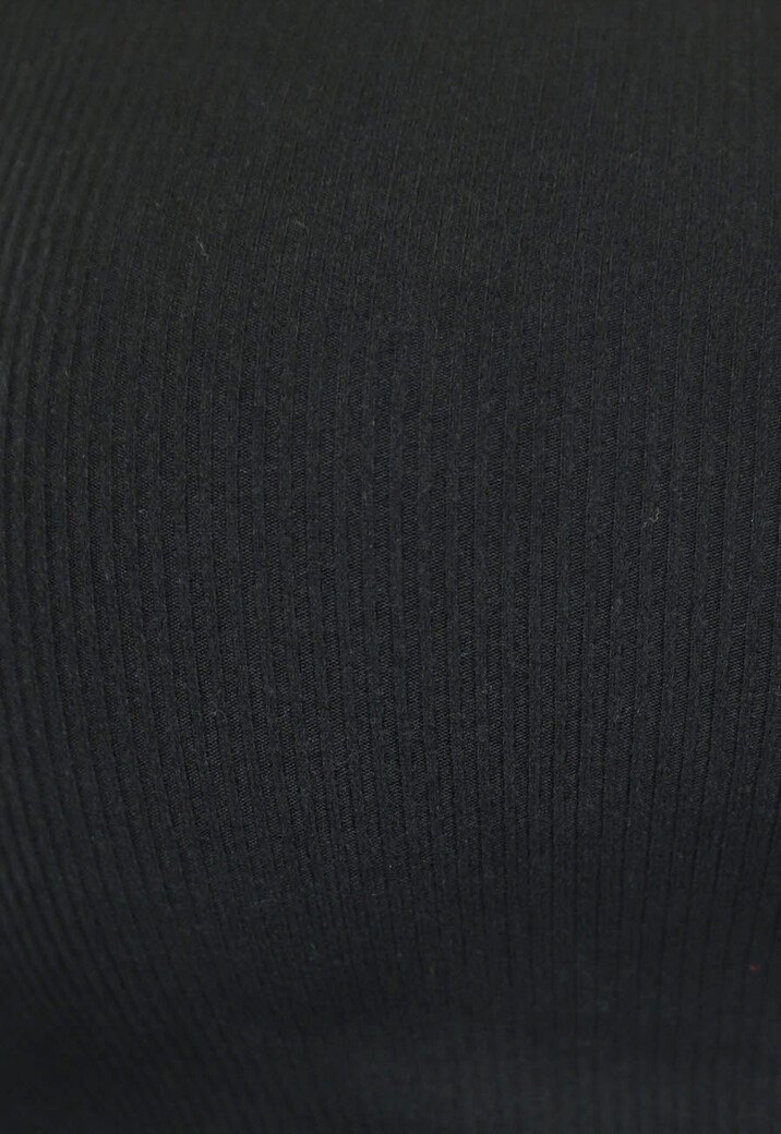 Zwarte Lange Mouwen Rib Top met Rits