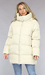 Beige Puffer Jas met Afritsbare Capuchon