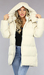 Beige Puffer Jas met Afritsbare Capuchon