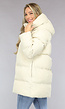 Beige Puffer Jas met Afritsbare Capuchon