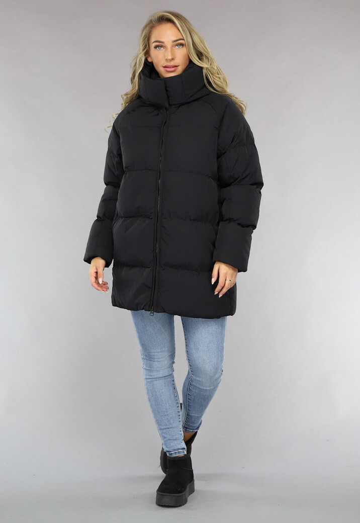 Zwarte Puffer Jas met Afritsbare Capuchon
