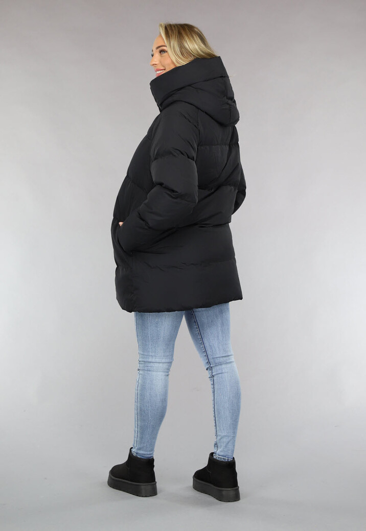 Zwarte Puffer Jas met Afritsbare Capuchon