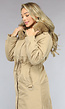 Lange Camel Parka met Faux Fur Bontkraag