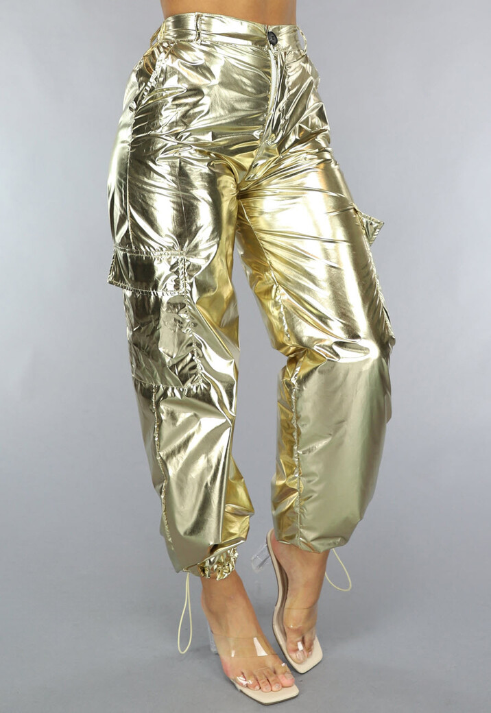 Metallic Gouden Cargo Parachute Broek