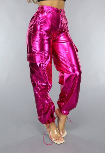 OP=OP.39.NL Metallic Fuchsia Cargo Parachute Broek