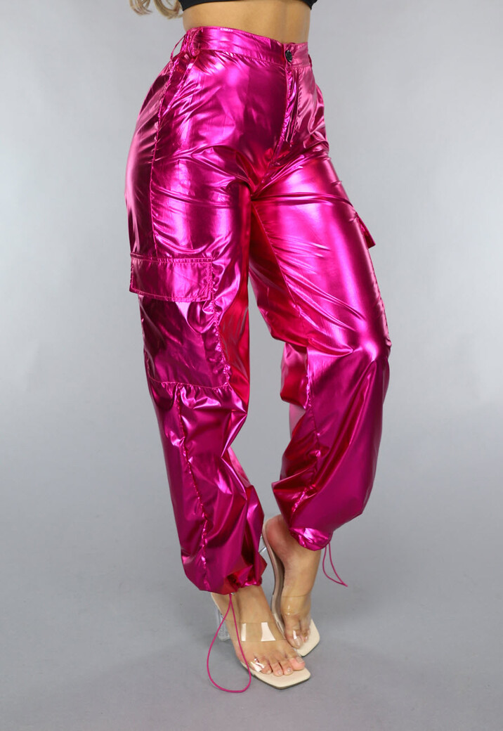 Metallic Fuchsia Cargo Parachute Broek