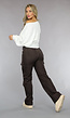 Chocolade Bruine Lederlook Cargo Broek