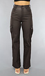 Chocolade Bruine Lederlook Cargo Broek