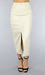 Lederlook Rok met Split in Beige