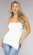 Witte Strapless Top met Split