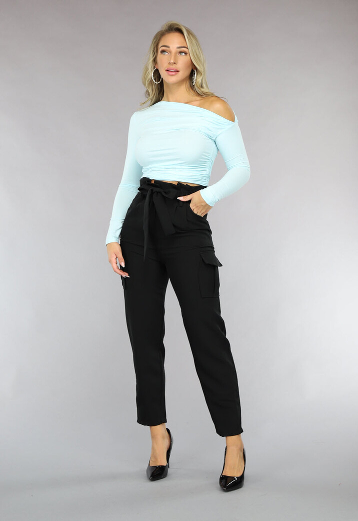 Lichtblauwe Stretch Longsleeve Top