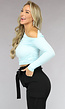 Lichtblauwe Stretch Longsleeve Top