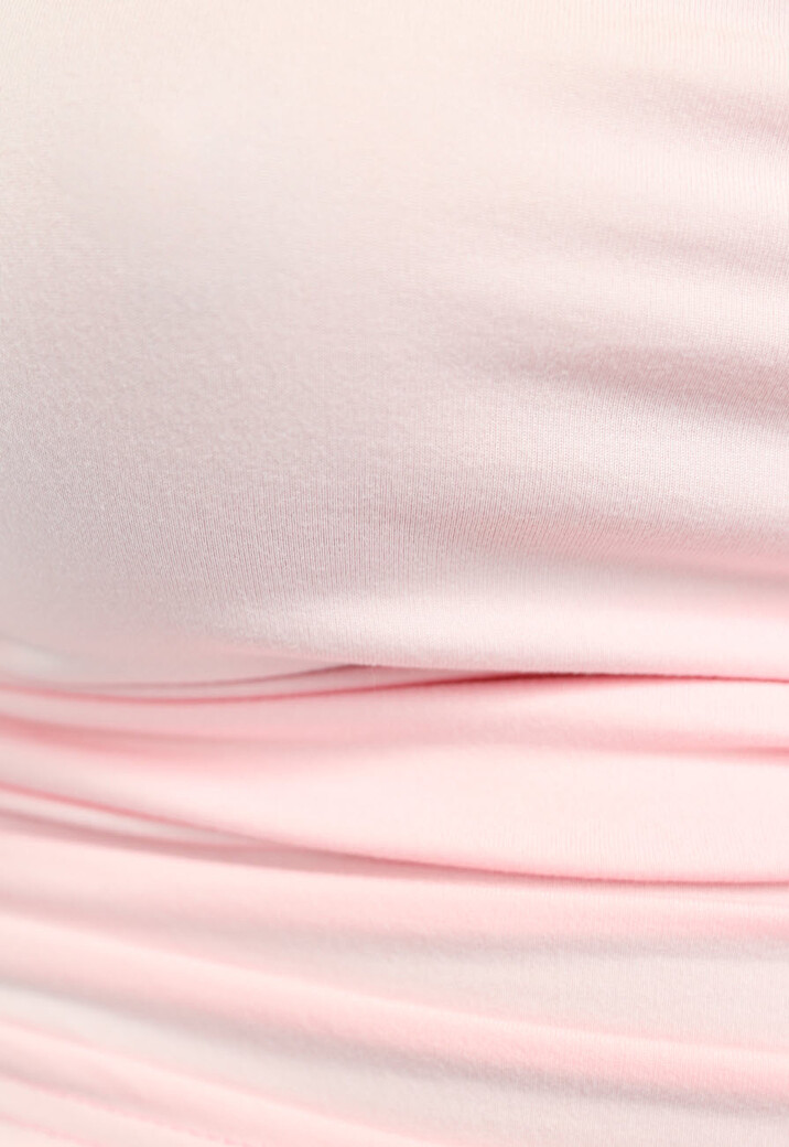 Lichtroze Geplooide Stretch Top met Lange Mouwen