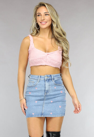 Lichtroze Wollen Crop Top