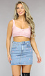 Lichtroze Wollen Crop Top met Hartjes