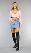 Lichtroze Wollen Crop Top met Hartjes