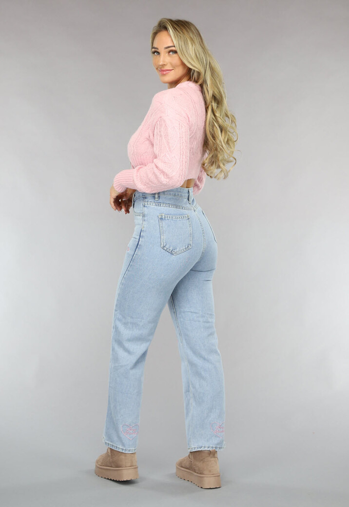 Lichtroze Cropped Vestje met Hartjes