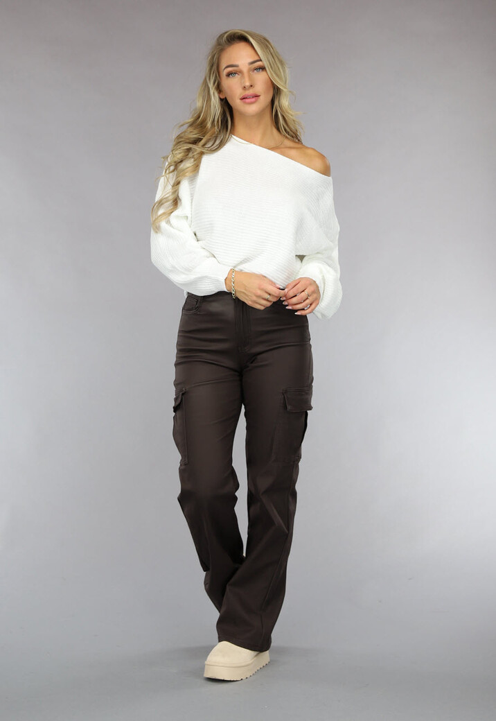 Witte Loose Fit Gehaakte Trui