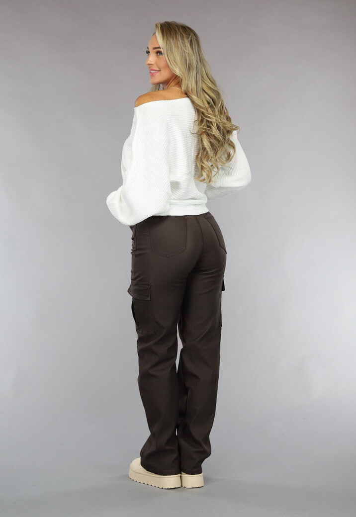 Witte Loose Fit Gehaakte Trui