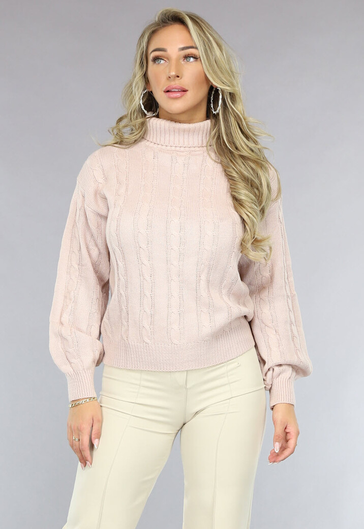 Oudroze Kabeltrui met Omgeslagen Col