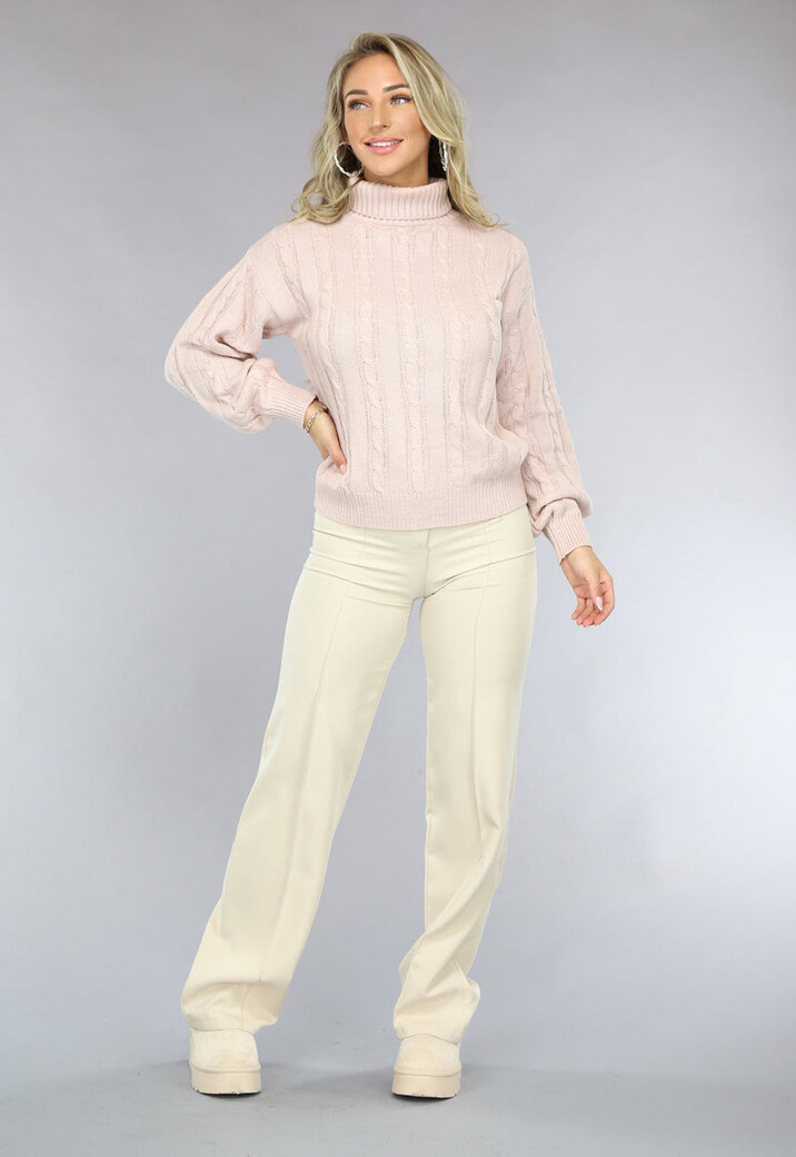 Oudroze Kabeltrui met Omgeslagen Col