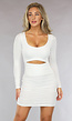 Geplooide Witte Bodycon Jurk met Cut Out
