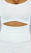 Geplooide Witte Bodycon Jurk met Cut Out