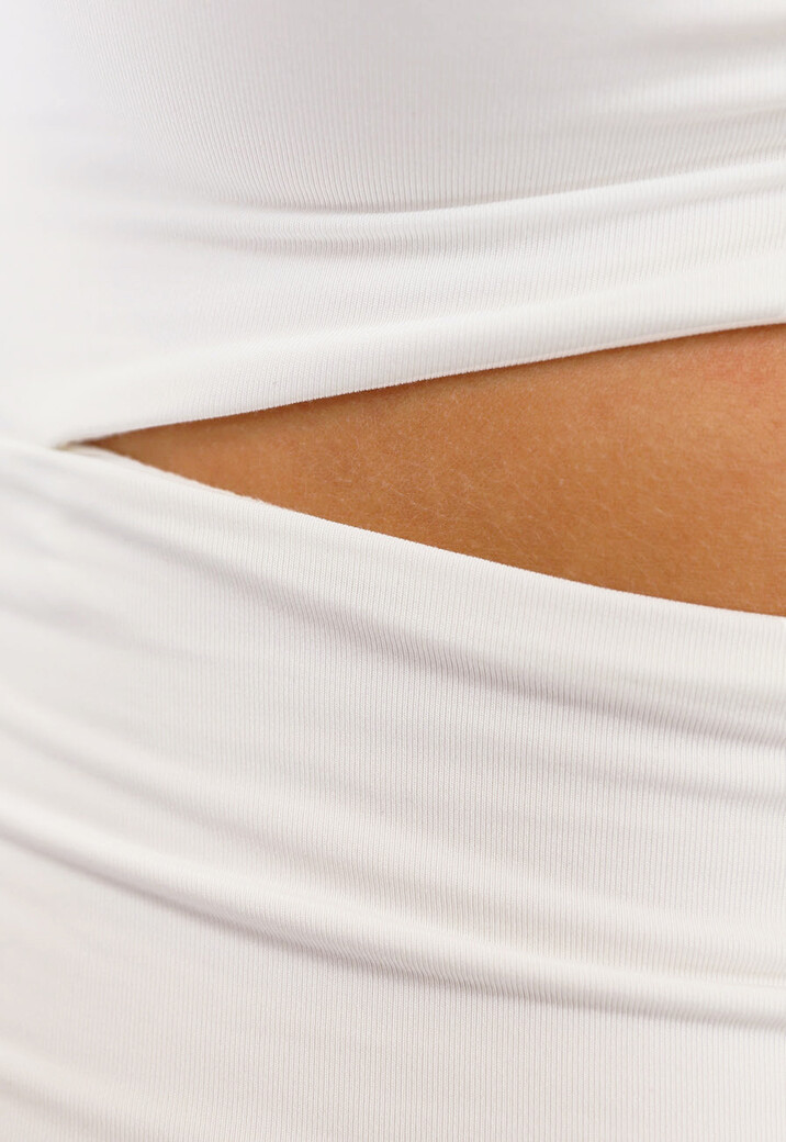 Geplooide Witte Bodycon Jurk met Cut Out