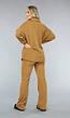 Camel Ribbed Two Piece met Polo Kraag