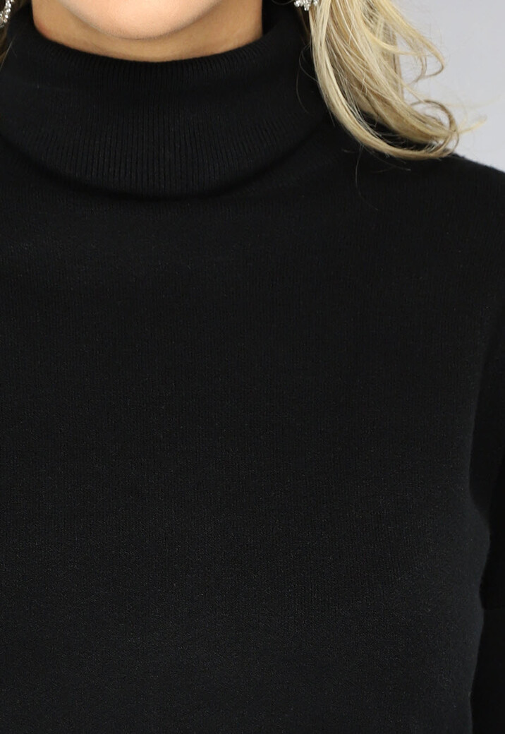 Zwarte Gebreide Two Piece met Col