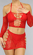 Rode Glitter Lingerie Set met Top en Rokje