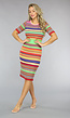 Multicolor Bodycon Rib Jurk met Korte Mouwen