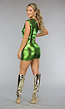 Metallic Groene Jurk met One Shoulder