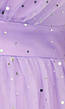 Paarse Glitter Maxi Jurk met Mesh Mouwen